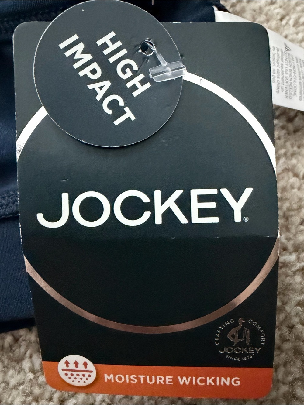 Jockey High Impact Sports Bra w/Mesh Back, Zip Front in Navy - Picture 8 of 10